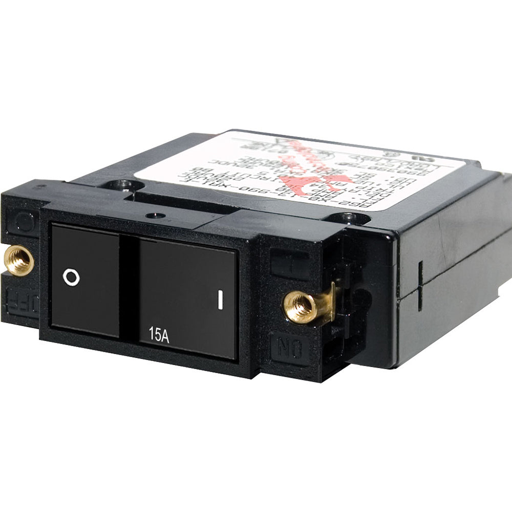 Blue Sea 7403 Single Pole Small Case 2 Flat Rocker Circuit Breaker 15 Amp 7403